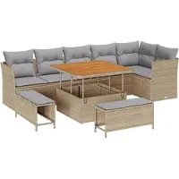vidaXL Tuinbank Set 9 st Beige poly rattan