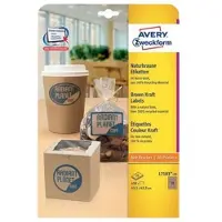 Avery Kraft etiketten L7103-25 Permanent klevend A4 Bruin 63,5 x 42,3 mm 25 Vellen à 18 Etiketten
