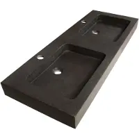 Brauer Lava Dubbele Meubelwastafel 120x46cm Natuursteen Basalt - 2 Kraangaten - Antraciet - Mineraalmarmer - 8720359351395 - Rechthoekig - Wastafels,