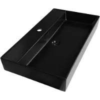 Saniclass Legend 80 wastafel met 1 kraangat 80.5x46.5x13 keramiek mat zwart