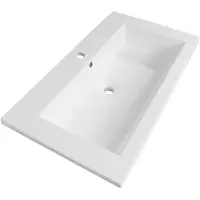 Brauer Solar Slim Meubelwastafel 81x46cm - Mineraalmarmer - 1 Kraangat - Zijdeglans Wit - 8720359351579 - Rechthoekig - Wastafels, Meubelwastafels