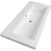 Brauer Solar Medium Meubelwastafel 100x46cm Mineraalmarmer - 1 Kraangat - Zijdeglans Wit - 8720359352033 - Rechthoekig - Wastafels, Meubelwastafels