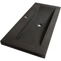 Brauer Magma Meubelwastafel 100x46cm Natuursteen Basalt - 1 Kraangat - Antraciet - 8720359351593 - Rechthoekig - Wastafels, Meubelwastafels