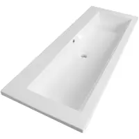 Brauer Solar Slim Meubelwastafel 120x46cm - Mineraalmarmer - Zonder Kraangat - Zijdeglans Wit - 8720359351470 - Rechthoekig - Wastafels,
