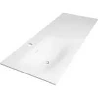 Brauer Glacier wastafel asymmetrisch 120x46x2cm - 1 wasbak - links 1 kraangat- fine stone - mat wit WT-GL1201LMW