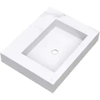 Brauer Coral Wastafel 60x46cm Artificial Marble - Zonder Kraangat - Calacatta Gold - 8720359385215 - Rechthoekig - Wastafels, Meubelwastafels