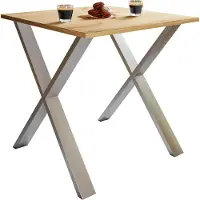 VCM XonaX eetkamertafel 80x50 eik decor, zilverkleurig.