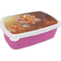 MuchoWow Broodtrommel Roze - Lunchbox Glazen - Bloem - Zonlicht - Brooddoos 18x12x6 cm - Brood lunch box - Broodtrommels voor kinderen en volwassenen