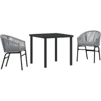 vidaXL Tuin Eettafel Set 3 st Antraciet Gepoedercoat staal