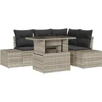 vidaXL Tuinbank Set 5 st Lichtgrijs poly rattan