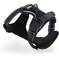 Lionto anti-trek hondentuig, verstelbaar, reflecterend & ademend, zwart XL