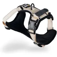 Lionto anti-trek hondentuig, verstelbaar, reflecterend & ademend, beige M