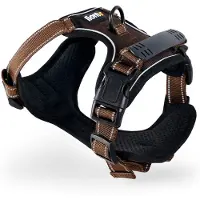 Lionto anti-trek hondentuig, verstelbaar, reflecterend & ademend, bruin XL
