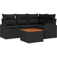 vidaXL Tuinbank Set 5 st Zwart poly rattan