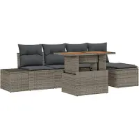 vidaXL Tuinbank Set 6 st Grijs poly rattan