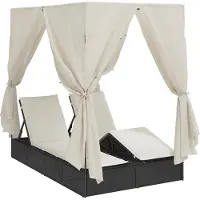vidaXL Dubbele ligstoel Warmwit 205 x 129 x 200 cm poly rattan