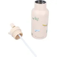 Kidzroom Small Talk - Schoolbeker en Drinkfles - 350ml - Stainless Steel - Vliegtuigen - Beige