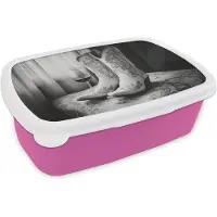 MuchoWow Broodtrommel Roze - Lunchbox Wijn - Cowboylaarzen - Raamlicht - Wit - Brooddoos 18x12x6 cm - Brood lunch box - Broodtrommels voor kinderen en volwassenen