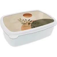 MuchoWow Broodtrommel Wit - Lunchbox Takken - Vormen - Abstract - Brooddoos 18x12x6 cm - Brood lunch box - Broodtrommels voor kinderen en volwassenen