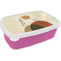 MuchoWow Broodtrommel Roze - Lunchbox Planten - Abstract - Vormen - Brooddoos 18x12x6 cm - Brood lunch box - Broodtrommels voor kinderen en volwassenen
