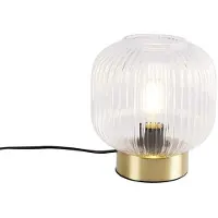 QAZQA Art Deco tafellamp messing met glas - Karel