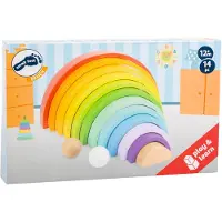 Small Foot - Houten Bouwblokken Regenboog XL, 14dlg.