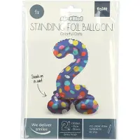 Folat Staande folieballon colorful dots cijfer 2 - 72cm