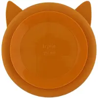 Trixie Baby Kinderbord met Vakjes - Mr. Fox - Bord met Zuignap - Voor baby's vanaf 4 maanden - van Siliconen - Geschikt voor de Vaatwasser