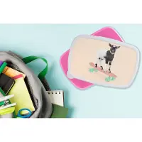 MuchoWow Broodtrommel Roze - Lunchbox - Brooddoos - Geit - Zwart - Skateboard - Wit - Dieren - 18x12x6 cm - Kinderen - Meisje
