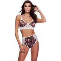 Baci - Bloemen kanten BH set, hoge taille