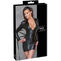 Cottelli Bondage - Jurk met glanseffect - Inclusief boeien - Zwart