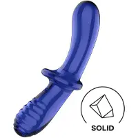 Shots Double Crystal - dubbele dildo - glas - blauw
