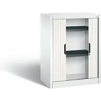 C+P Omnispace rolluikkast, 2 OH, afsluitbaar, B 800 x D 420 x H 1030 mm, staal/kunststof, verkeerswit