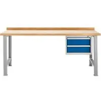 Schäfer Shop TOP-werkbank, met 2 schuifladen, basiseenheid, aluminium zilver, 2000 mm breed