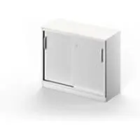 Schäfer Shop Schuifdeurkast TETRIS SOLID, 2 ordnerhoogten, B 1000 mm, incl. 19 mm afdekplaat, wit/blank aluminium