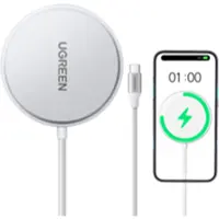 UGREEN Qi2 15W Draadloze Magnetische Oplader - Compatibel met MagSafe - 1.5M Gevlochten USB-C Kabel - Wit