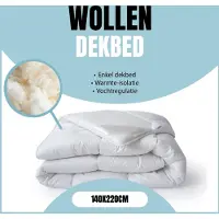 Linnick Wollen Enkel Dekbed - Enkel Dekbed - 140x220cm - 100% Zuivere Scheerwol - 100% katoen Tijk - Wollen Dekbed 140x220 - Eenpersoons Extra Lang - Dekbedden