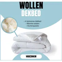 Linnick Wollen 4 Seizoenen Dekbed - 4 Seizoenen Dekbed - 140x200cm - 100% Zuivere Scheerwol - 100% katoen Tijk - Wollen Dekbed 140x200 - Eenpersoons - Dekbedden