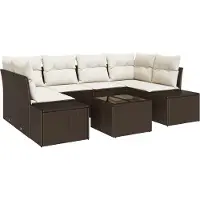 vidaXL Tuinbank Set 7 st Bruin poly rattan