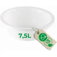 Novaliv Ronde Afwaskom 7,5L, D36 cm, Wit, BPA-vrij, Vaatwasmachinebestendig, Ideaal voor Keuken en Camping, Ronde Kom, Grote Plastic Kom, Afwaskom, Plastic Kom, Deegkom