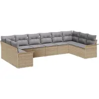 vidaXL Tuinbank Set 10 st Beige poly rattan