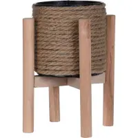CosyDecor Bloempot Op Standaard 23cm Bruin bruin Hout Bloempot