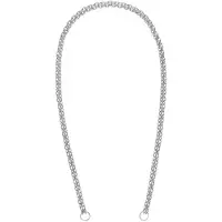 Lucardi Dames Stalen bedel ketting platte schakel dubbel - Ketting - Staal - Zilverkleurig - 42 cm