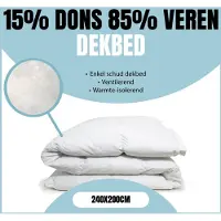 Eleganzzz Enkel Schud Dekbed 15% Dons 85% Veren - Enkel Dekbed 240x200cm - Veren Dekbed - Donzen Dekbed - Donsdeken 240x200 - Lits Jumeaux - Dekbedden