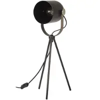 Home Deco Factory tafellamp industrieel - metaal - zwart - met snoer - H46 cm - binnen