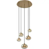 QAZQA Art Deco hanglamp goud met amber glas - Jia
