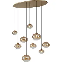 QAZQA Art Deco hanglamp goud met amber glas 9-lichts - Jia