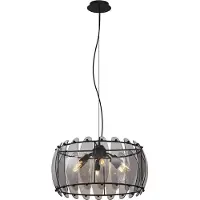 QAZQA Design hanglamp zwart met smoke glas rond 6-lichts - Mochan