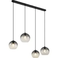 QAZQA Art Deco hanglamp zwart met smoke glas rechthoekig 4-lichts - Bao