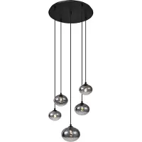 QAZQA Moderne hanglamp zwart met smoke glas - Jia